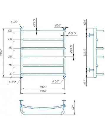 Водяной полотенцесушитель Mario INOX Люкс 570х530/500 Киев