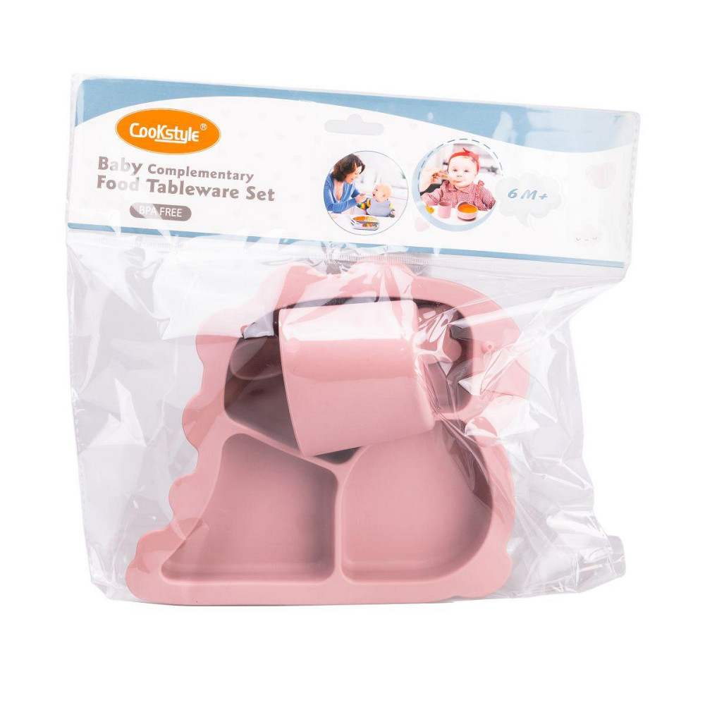 Детский набор силиконовой посуды 3 предмета Розовый HP34545P Киев - изображение 5