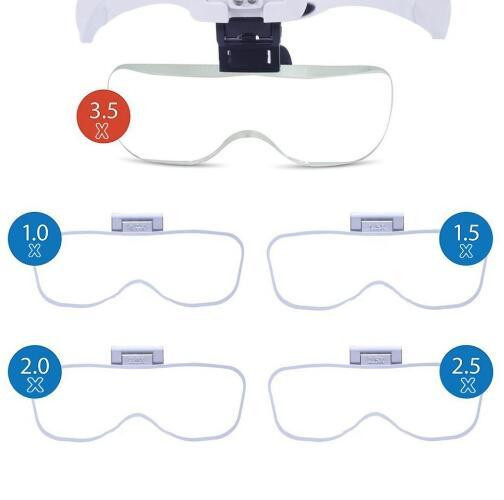 Очки увеличительные налобные с LED подсветкой, сменные линзы 5 шт (1X-3.5X), лупа для работы с мелкими деталям Киев - изображение 3