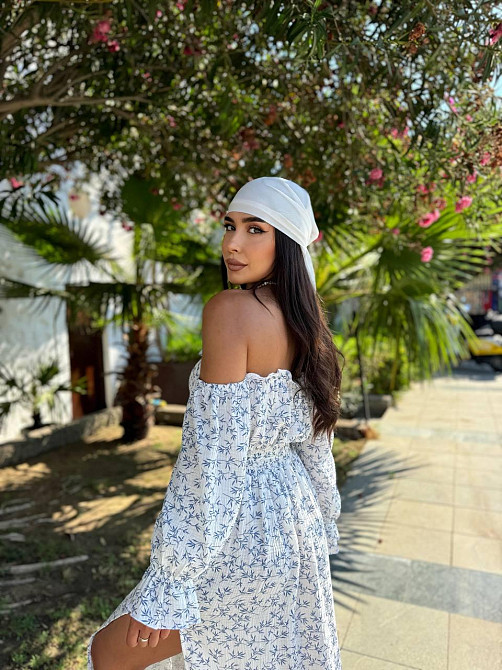 Женское летнее принтованное миди платье с разрезом натуральный муслин 46/48 Одесса - изображение 1