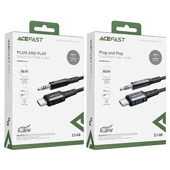 Кабель ACEFAST C1-08 USB-C to 3.5mm aluminum alloy audio cable Black Киев