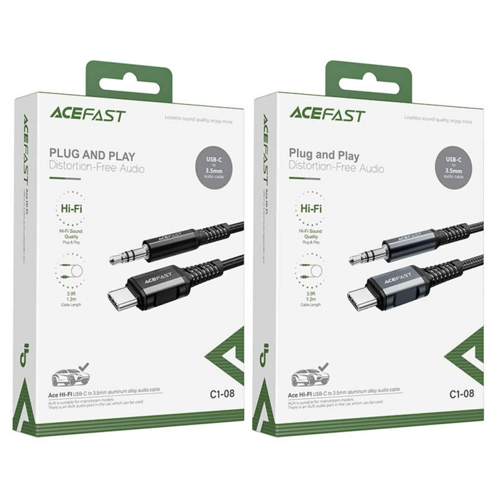 Кабель ACEFAST C1-08 USB-C to 3.5mm aluminum alloy audio cable Black Київ - фото 5