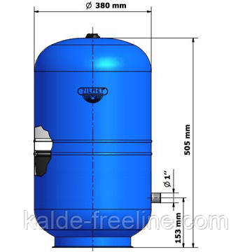 Гидроаккумуляторный бак ZILMET HYDRO-PRO для систем водоснабжения HP 50 л, 1"G, Ø380, H=537мм, 10 bar Харків - фото 2