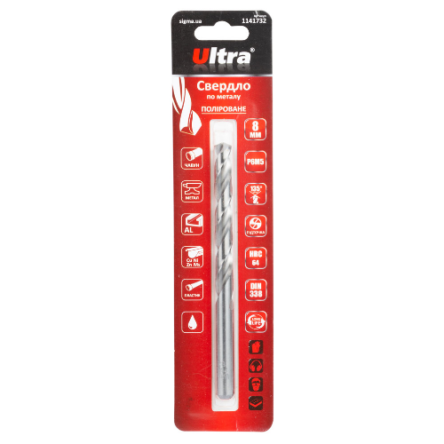 Свердло по металу d8мм P6M5 поліроване Ultra Житомир