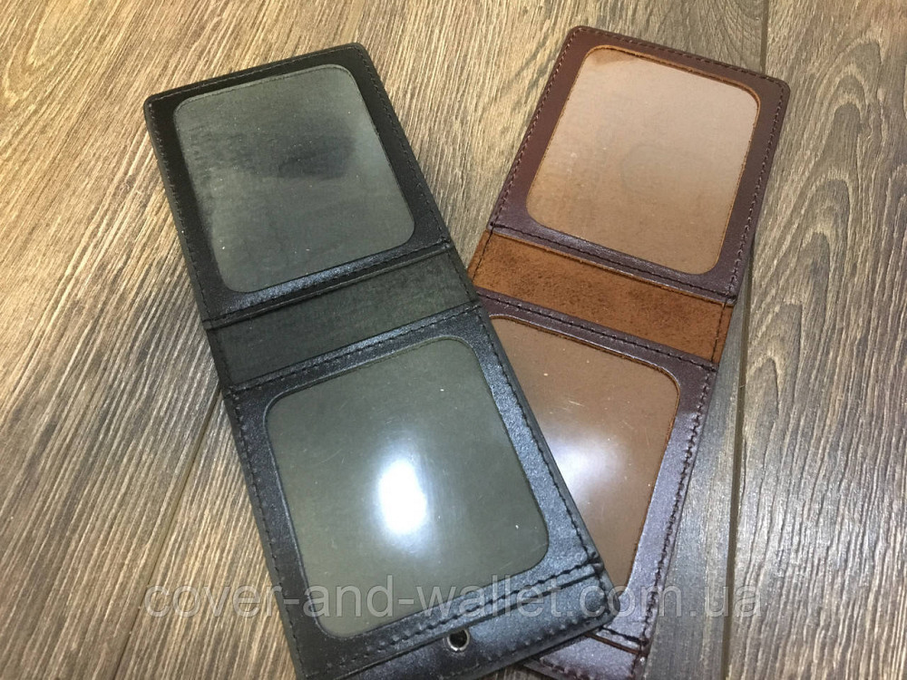 Бордовая кожаная обложка на удостоверение 