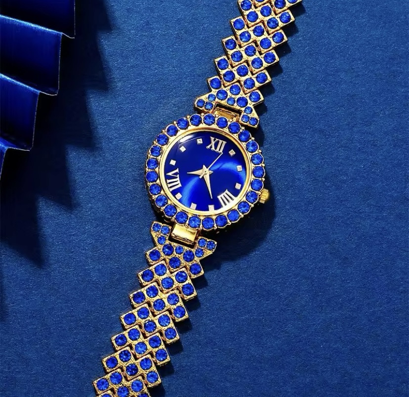 Подарочный набор для женщин Сердце наручные часы кольцо ожерелье и серьги без подарочной коробки синий Киев - изображение 5