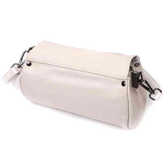 Шкіряна сумка з трикутним клапаном Vintage 22255 Біла Київ
