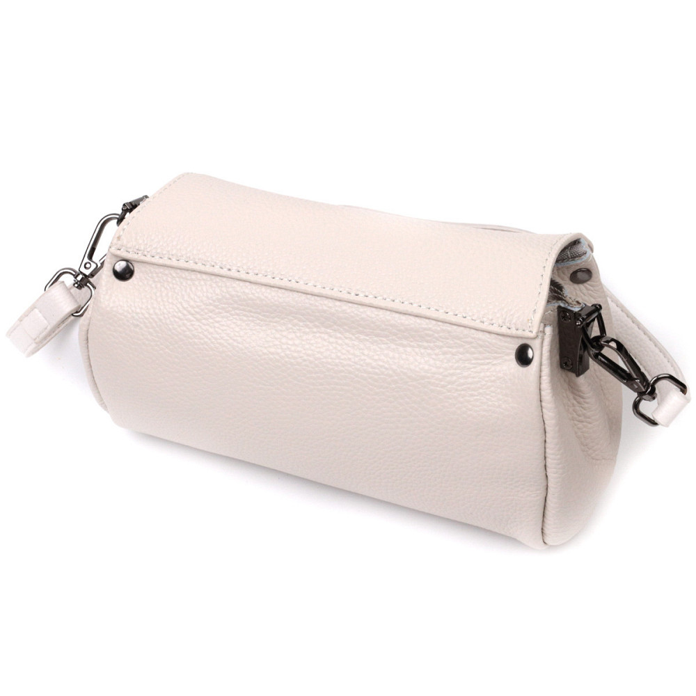 Шкіряна сумка з трикутним клапаном Vintage 22255 Біла Київ - фото 2