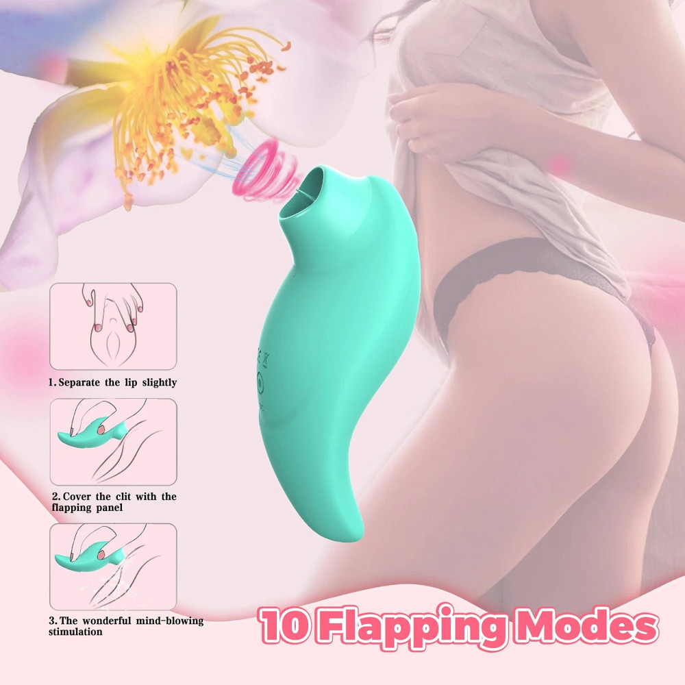 Вибратор с клиторальным стимулятором с язычком Every Night Toys Jen, зелёный, 10 режимов вибрации Sex Aura Киев - изображение 7