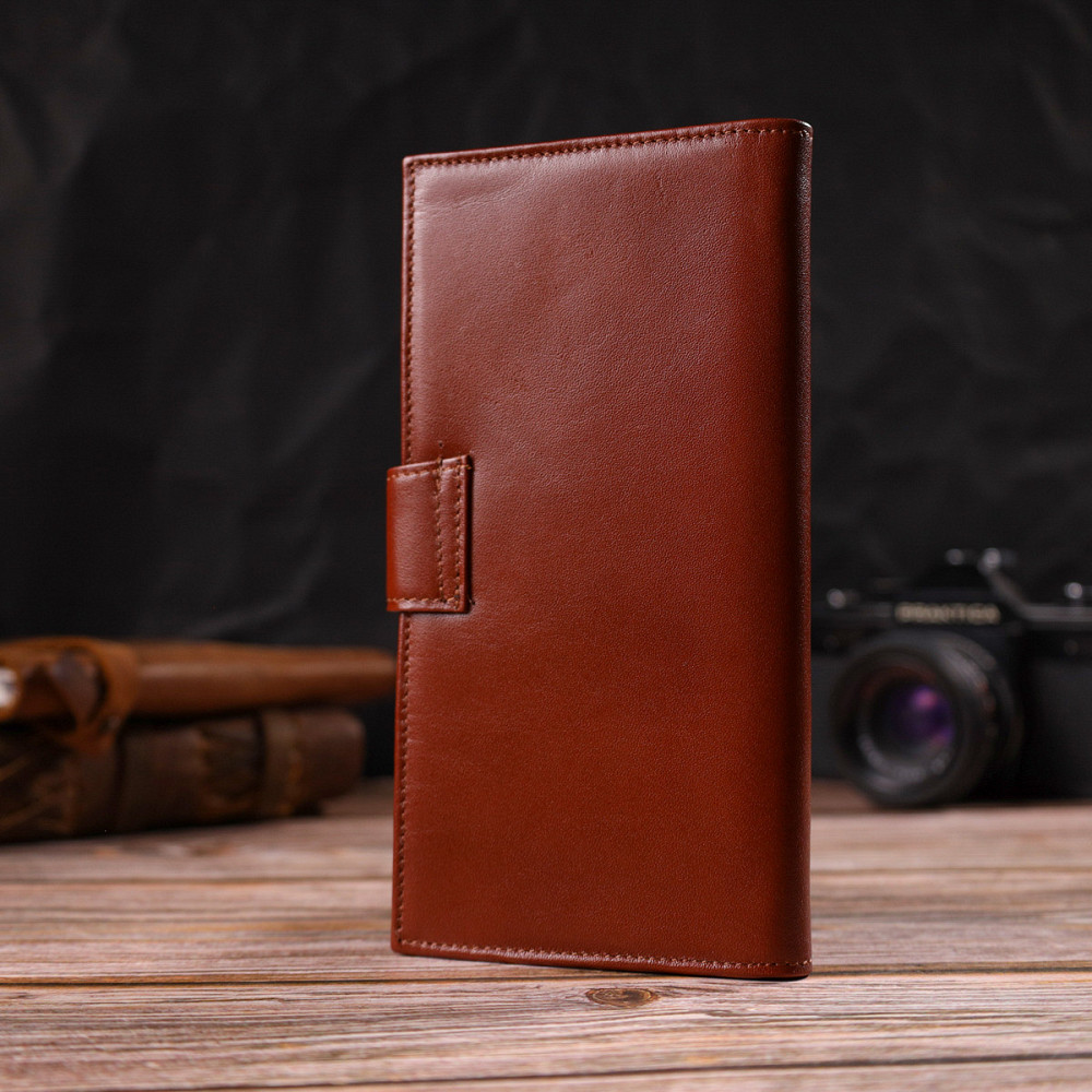 Практичное вертикальное мужское портмоне из натуральной гладкой кожи CANPELLINI 21721 Коричневое Киев - изображение 2