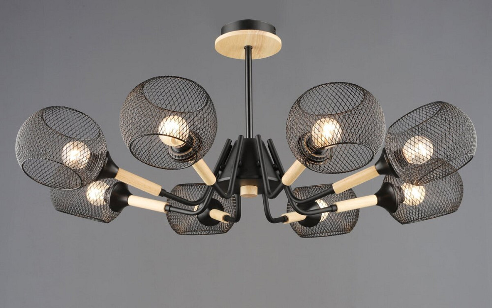 Люстра N6620/8 Чорний + Дерево Коломия - фото 1