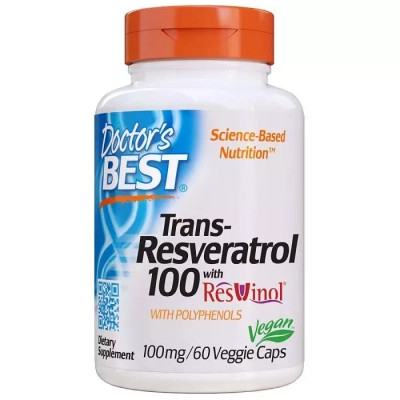 Антиоксидант Doctor's Best Ресвератрол, Trans-Resveratrol, 100 мг, 60 гелевих капсул (DRB-00171) Вінниця - фото 1