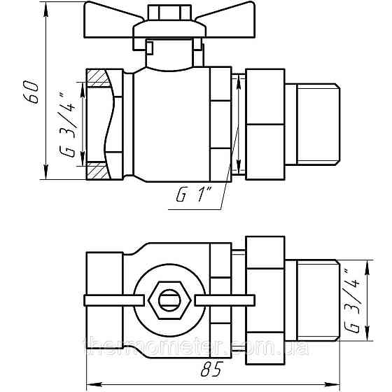 Кран шаровый прямой с американкой ARCO 3/4″ TURIA 0117408 Киев