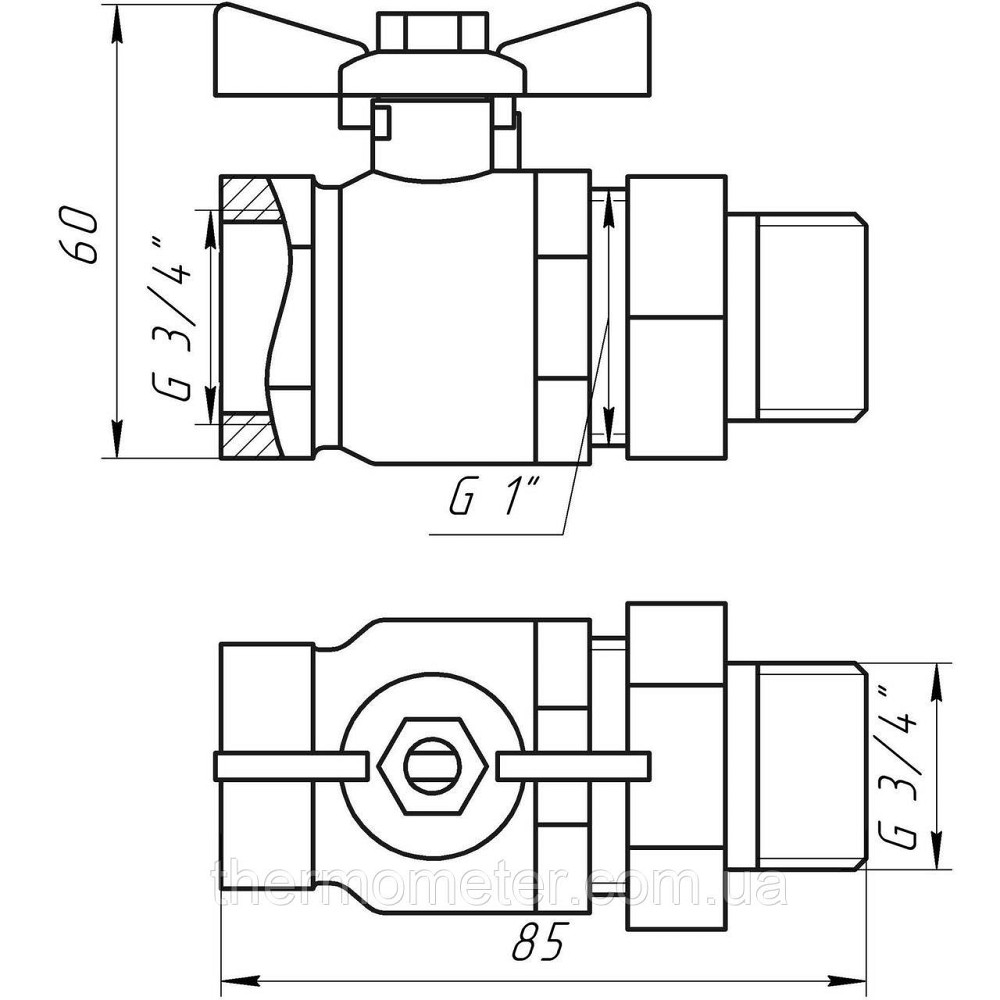 Кран шаровый прямой с американкой ARCO 3/4″ TURIA 0117408 Киев - изображение 5