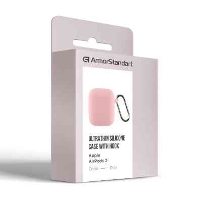 Чохол для навушників Armorstandart Ultrathin Silicone Case With Hook для Apple AirPods 2 Pink (ARM59688) Вінниця