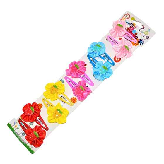 Затискач дитячий для волосся "Полуниця з рюшками" 0109-047, 10 шт Вінниця