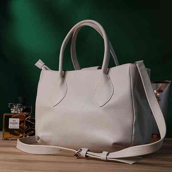 Деловая женская сумка с двумя ручками из натуральной кожи Shvigel 22830 Бежевая Киев