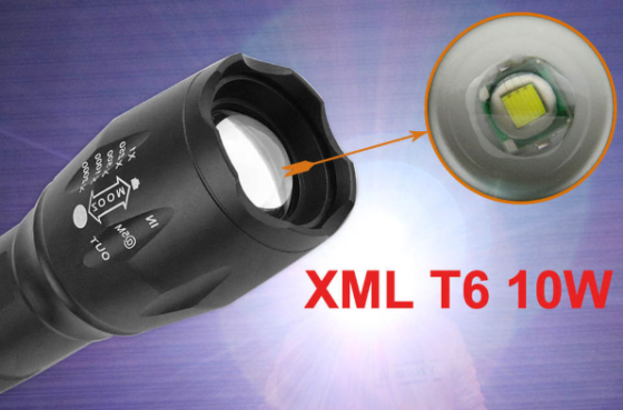 Тактический фонарь 800 лм с аккумулятором и зумом Киев