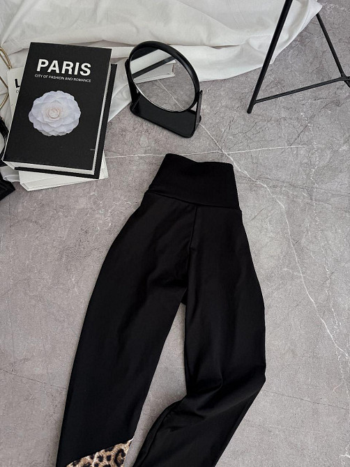 Жіночі лосини з леопардовою вставкою мікродайвінг 46/48 Одеса - фото 2