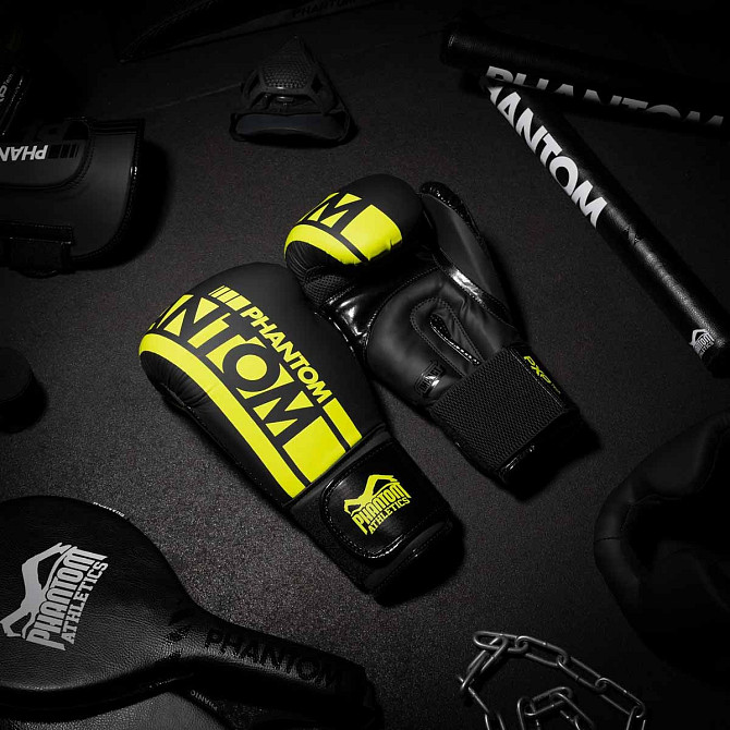 Боксерські рукавиці Phantom APEX Elastic Neon Black/Yellow 14 унцій (Бинти 4м. в подарунок) Каменское - изображение 9
