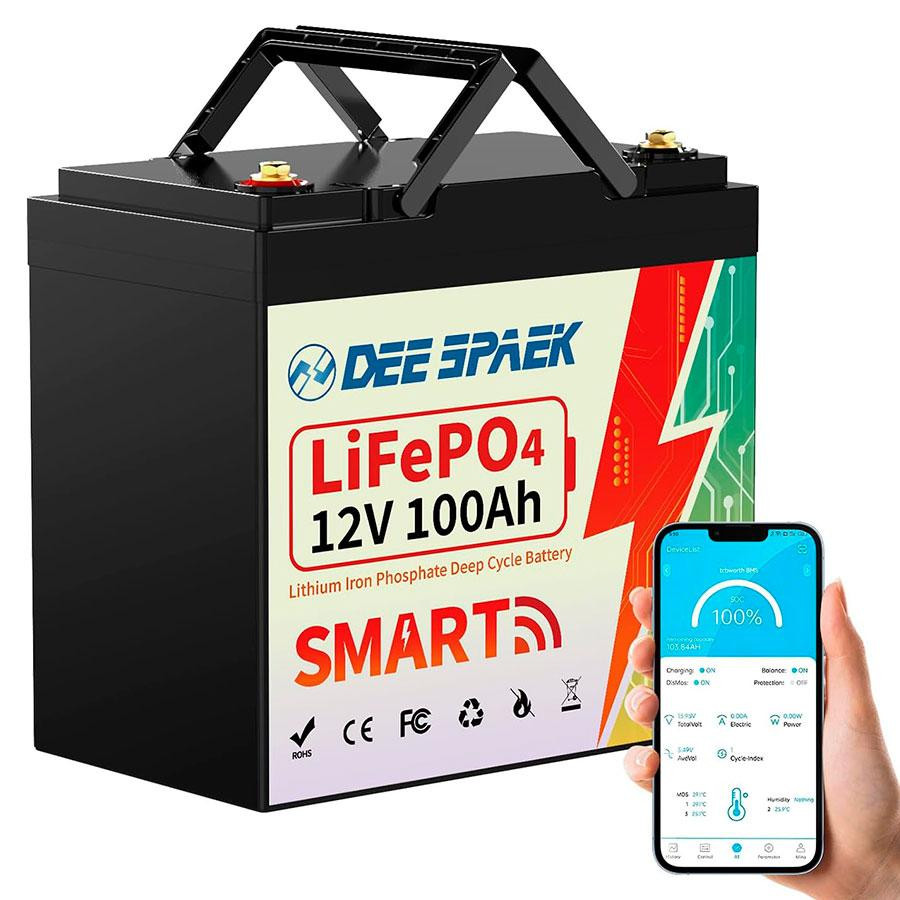 Літій-залізо-фосфатний акумулятор DEE SPAEK LiFePO4 12V 100Ah Bluetooth Mini (1280Wh) (BMS 100A) Київ - фото 1