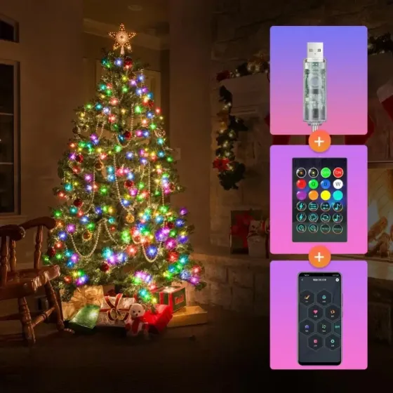 Розумна смарт гірлянда Niki Light smart роса rgb керування через смартфон пульт 20 метрів 200 лед Київ