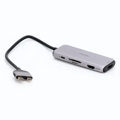 Док-станция хаб Abiwazy 8 в 2 для MacBook Pro и MacBook Air, USB-C адаптер с 2 HDMI, 3 USB 3.0, PD 100W, SD/TF, цвет серый Киев
