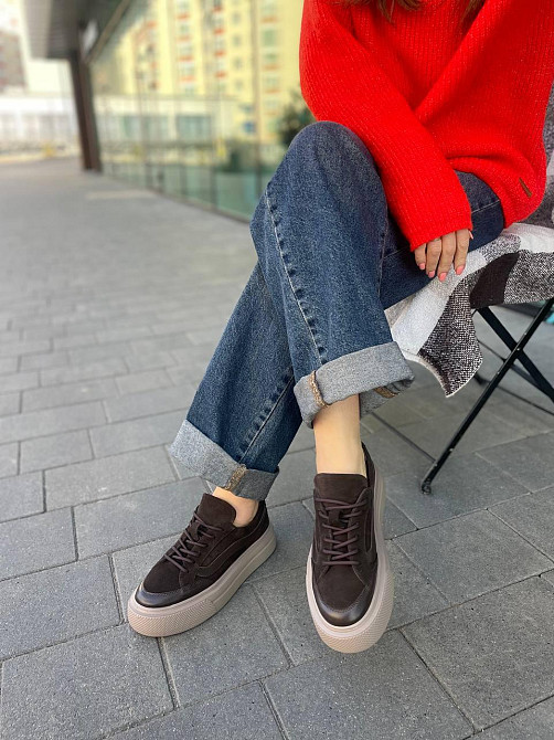 Кеди жіночі M.KRAFT коричневі шкіра+замша весна-осінь розмір 37-40 (21605) Київ - фото 4