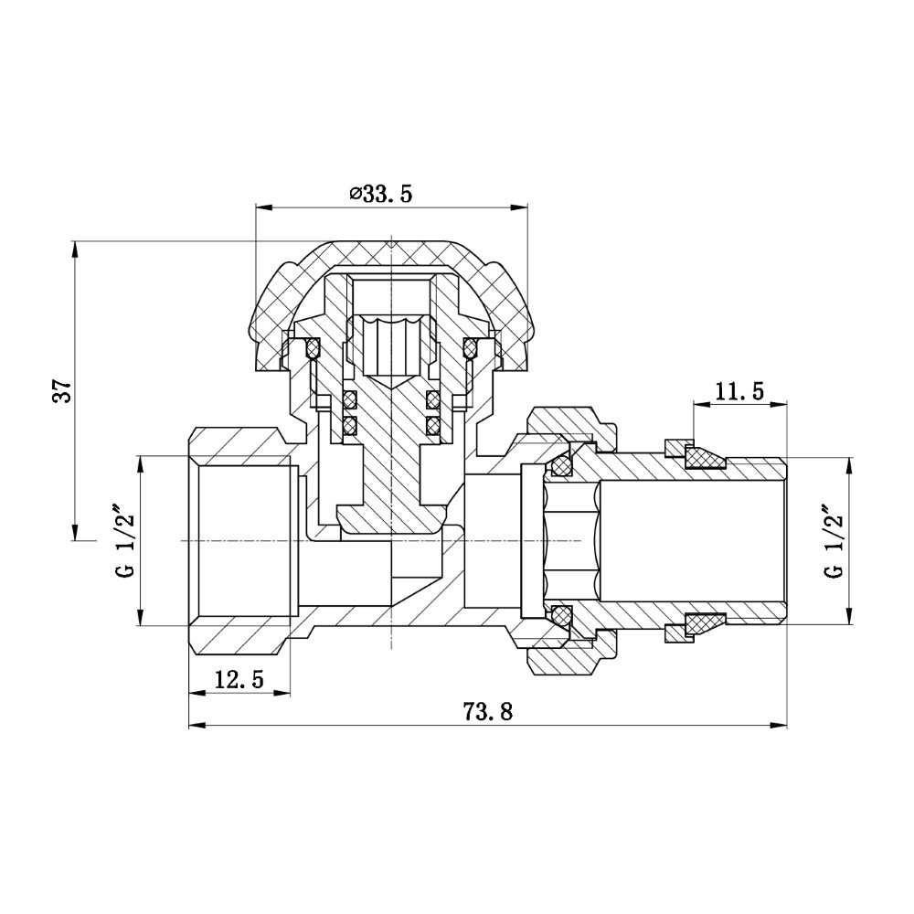 Кран радіаторний Thermo Alliance Standart Powerful 1/2" з антипротіканням прямий SF231W15 Київ - фото 2