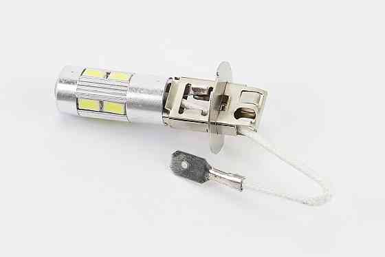 Лампа фари H3 12V - LED-8 + 2 (лінза) Київ