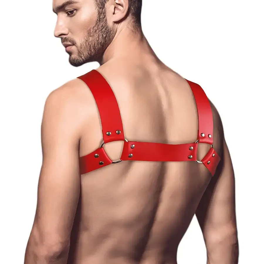 Чоловіча портупея на груди з натуральної шкіри Feral Feelings - Bulldog Harness Red Львів - фото 2