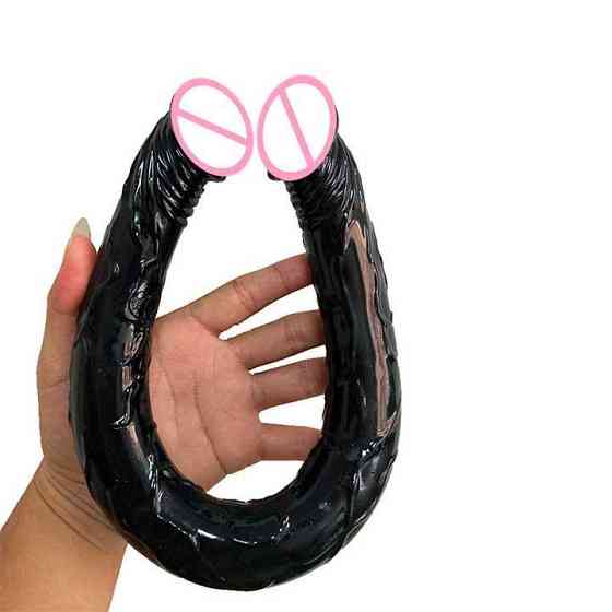 Двосторонній фалоімітатор "Double Dong" - 31,5*3,5 - Чорний Вінниця