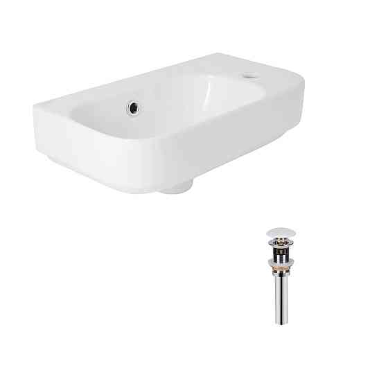 Комплект Qtap Tern: Раковина подвесная прямоугольная правая 450х250х158 мм White + Донный клапан PU02O Киев