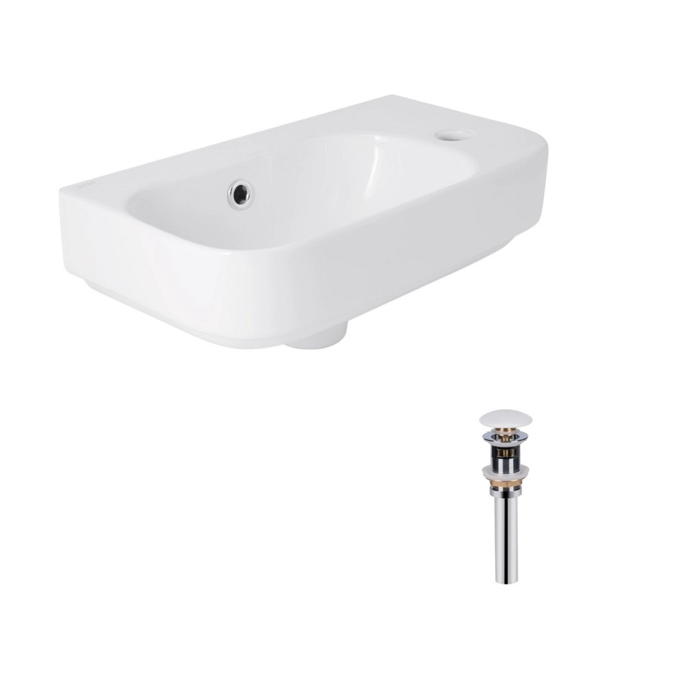 Комплект Qtap Tern: Раковина подвесная прямоугольная правая 450х250х158 мм White + Донный клапан PU02O Киев - изображение 1