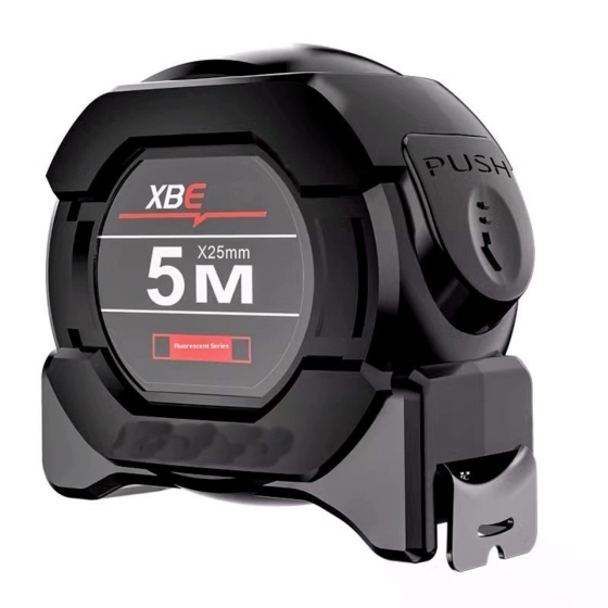 Рулетка будівельна вимірювальна 5м, з метричною світловою шкалою з автоматичним замком, протиударна чорна Кам'янець-Подільський