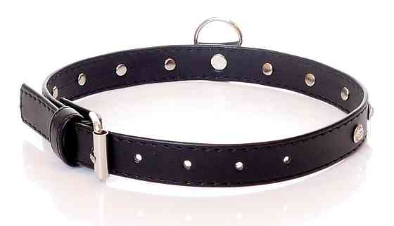 Нашийник зі штучної шкіри з кристалами Fetish Boss Series - Collar Silver Crystal, BS3300117 Sex Aura Київ