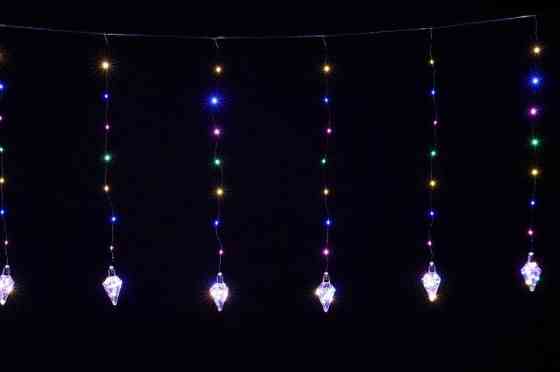 Новогодняя гирлянда штора Ромб (10 шт. по 8 см) на медном проводе 3х1.5м 150 Led (Мультиколор) Винница