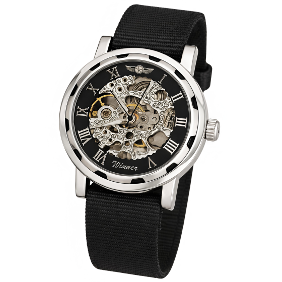 Годинник чоловічий механічний Winner Black Textile Classic (2 ремінці) Вінниця