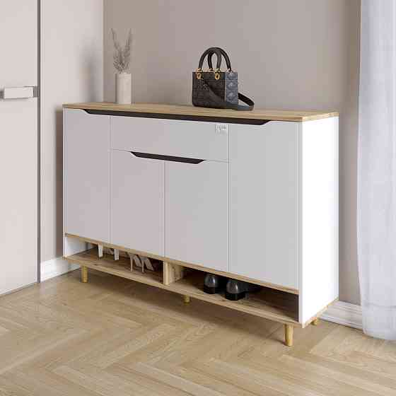 Тумба для обуви в прихожуюLION Салливан Тумба-2 Нимфея Альба (белый)/Дуб Аппалачи (LION-041007) Днепр