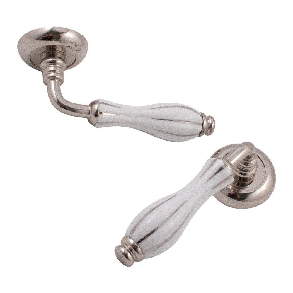 Ручка Fimet 148-231c F21 Lady никель/фарфор Белый/серебр. полоска R ф/с Киев - изображение 2