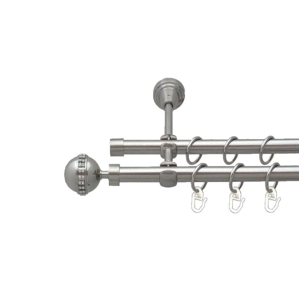 Карниз Orvit Авея металевий дворядний відкритий гладка труба кільце металеве Нержавіюча Сталь 16\16 мм 160 см (00-00016236) Львів - фото 1