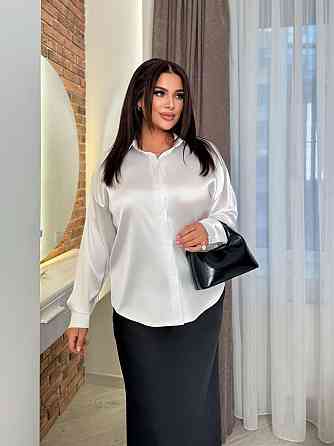 Шовкова жіноча сорочка вільного фасону зі спущеним плечем італійський шовк Білий, 48/52 Одеса