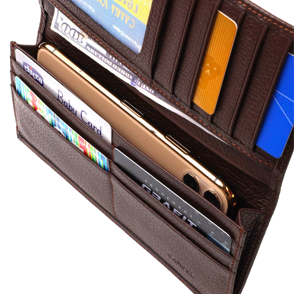 Мужской вертикальный бумажник без застежки из натуральной кожи CANPELLINI 21904 Коричневый Киев - изображение 4