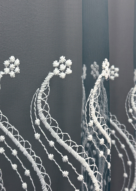 Тюль фатин "Омбре" з вишивкою та люрексом колір мурена з білим 1763т Київ - фото 5