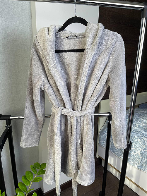 Махровый халат женский с капюшоном Серый XL Харьков - изображение 2