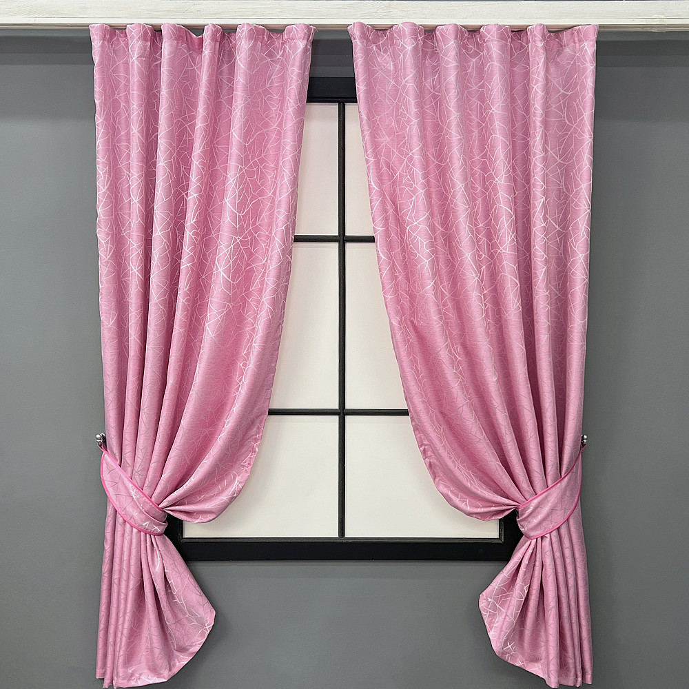 Комплект коротких штор VR-Textil Жакард Савана № 519ш Розовый 130х170 см 2 шт (35-0419) Киев - изображение 1