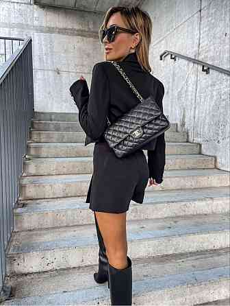 Жіночий трендовий костюм-двійка: піджак і спідниця-шорти костюмка Чорний, 46/48 Одеса