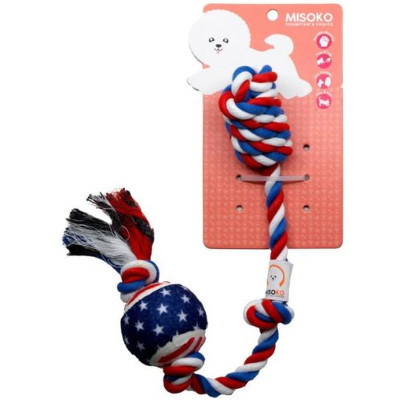 Игрушка для собак MISOKO&CO Веревка с теннисным фиолетовым мячом 48 см (MSKTXDT14601-V) Винница - изображение 1