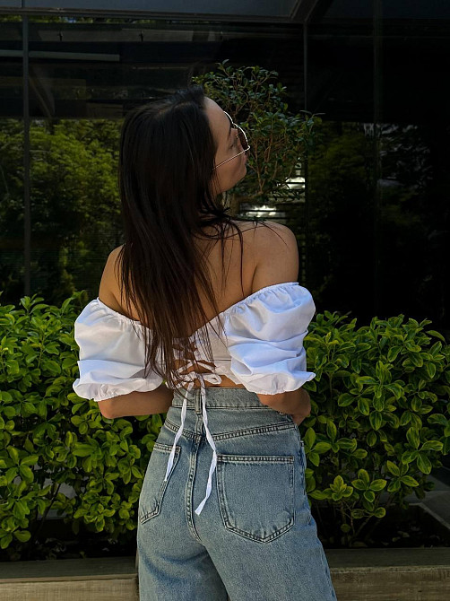 Жіночий романтичний топ у базовому кольорі з котону Одеса - фото 5