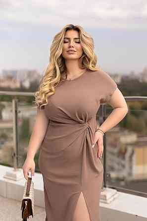 Платье миди с разрезом на ноге Paloma 46-48, Капучино Киев